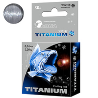 Леска зимняя AQUA TITANIUM 0,14mm 30m, цвет - светло-дымчатый, test - 2,20kg