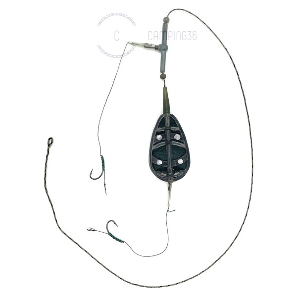 Готовый карповый монтаж с кормушкой In-line Flat method feeder MIDI 70г 2 крючка CarpHunter Готовый карповый монтаж с кормушкой In-line Flat method feeder MIDI 70г 2 крючка CarpHunter