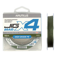 Шнур Nautilus X4 Jig Braid Green d-0.14мм 9.1кг 1,2PE 150м