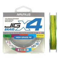 Шнур Nautilus X4 Jig Braid Multicolour d-0.18мм 13.2кг 2,0PE 150м