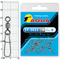 Карабин с вертлюгом AQUA SY-3023 №06 (8шт)(1уп.)
