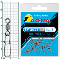 Карабин с вертлюгом AQUA SY-3023 №07 (8шт)(1уп.)