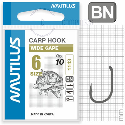 Крючок Nautilus Sting Carp Wide gape S-1143BN № 6 Крючок Nautilus Sting Carp Wide gape S-1143BN № 6