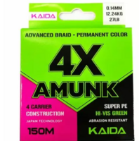 Шнур плетеный KAIDA AMUNK  4X150 метров, цвет зеленый X493-14mm