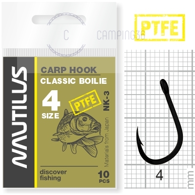 Крючок Nautilus Carp Classic Boilie NK-3PTFE № 4 Крючок Nautilus Carp Classic Boilie NK-3PTFE № 4