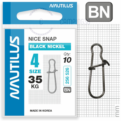 Застежка Nautilus Nice Snap black nickel size # 4 тест 35кг Застежка Nautilus Nice Snap black nickel size # 4 тест 35кг
