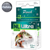 Леска зимняя AQUA NL ULTRA PERCH (Окунь) 30m 0,16mm, цвет - светло-серый, test - 3,10kg